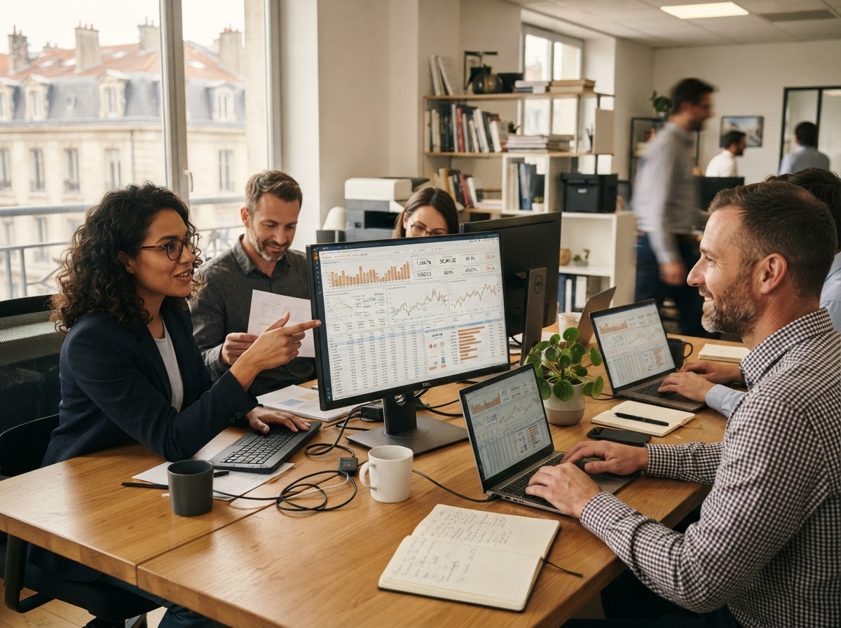 Vaste Amasserance — équipe technique travaillant sur les modèles d'analyse prédictive